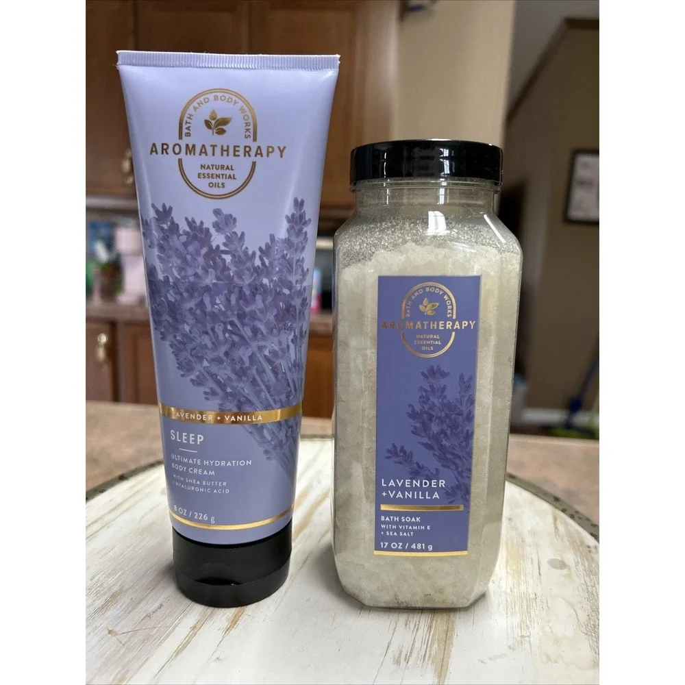 Bath & Body‎ Works 3p Lot Aromatherapy Lavender Vanilla Body Wash Luxe Bath NEW